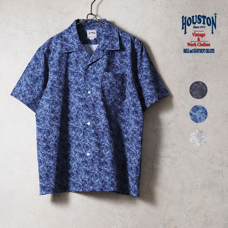 HOUSTON / ヒューストン 41315 VENT NYLON RIP OPEN COLLAR SHIRT(FADE) / ヴェントナイロンリップオープンカラーシャツ -全3色- 