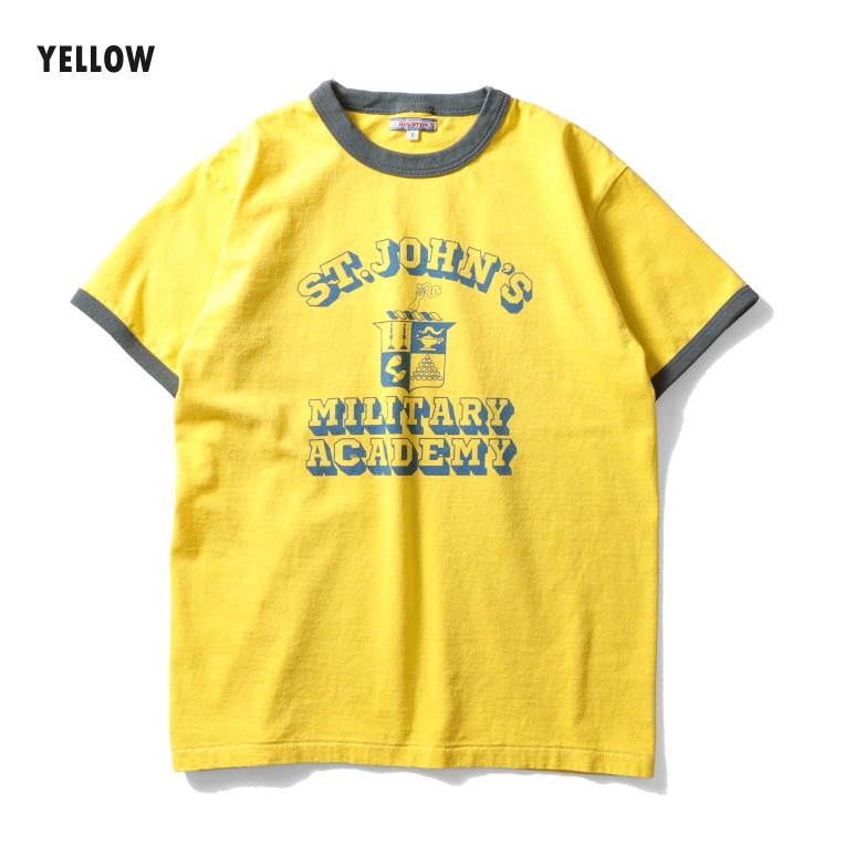 HOUSTON woman / ヒューストン ウーマン 2053W PIGMENT PRINT RINGER TEE (MILITARY ACADEMY) / ピグメントプリントリンガーTEE -全3色-