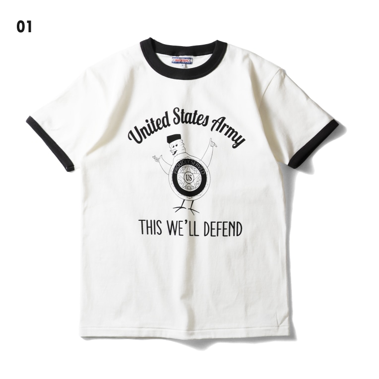 HOUSTON woman / ヒューストン ウーマン 2054W PRINT RINGER TEE (U.S.ARMY) / プリントリンガーTEE -全3色- 