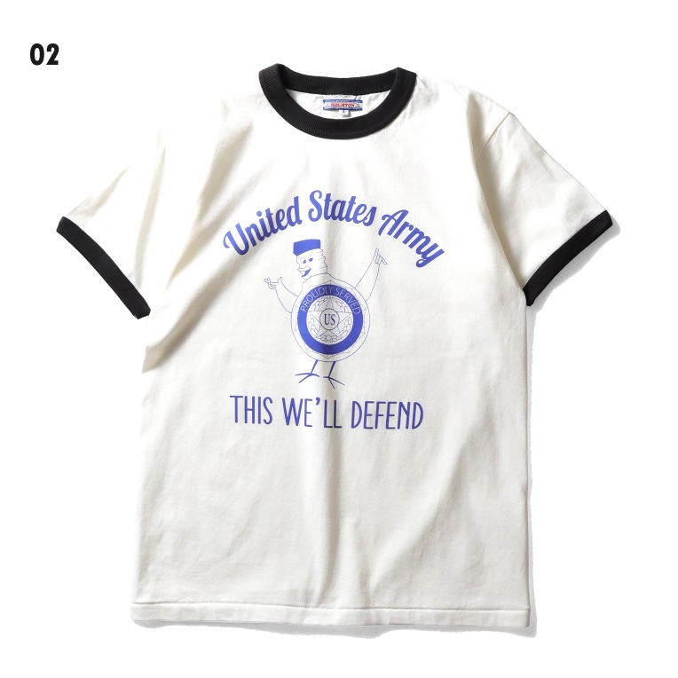 HOUSTON woman / ヒューストン ウーマン 2054W PRINT RINGER TEE (U.S.ARMY) / プリントリンガーTEE -全3色- 