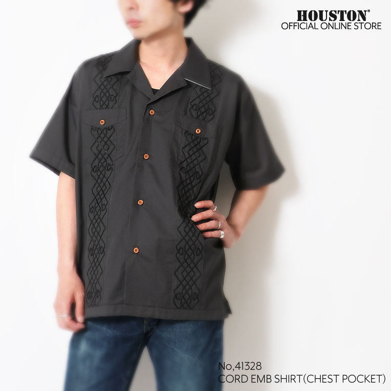 HOUSTON / ヒューストン 41328 CORD EMBROIDERY SHIRT(CHEST POCKET) / コード刺繍シャツ(チェストポケット) -全3色-