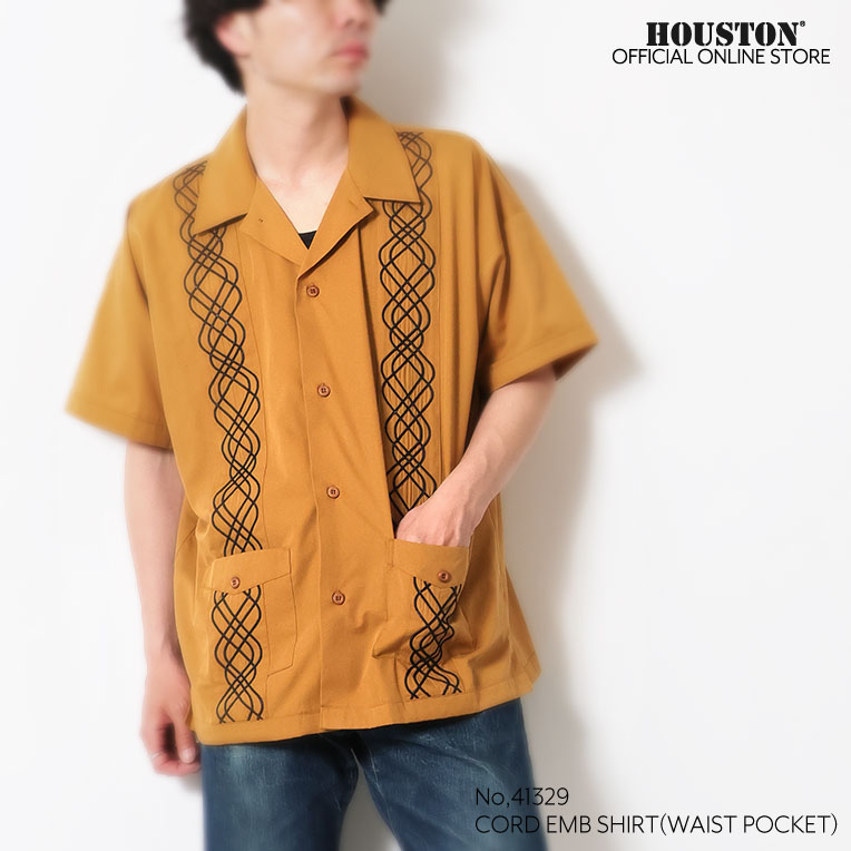 HOUSTON / ヒューストン 41329 CORD EMBROIDERY SHIRT(WAIST POCKET) / コード刺繍シャツ(ウエストポケット) -全3色- 