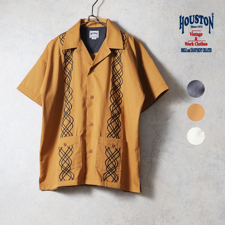 HOUSTON / ヒューストン 41329 CORD EMBROIDERY SHIRT(WAIST POCKET) / コード刺繍シャツ(ウエストポケット) -全3色- 