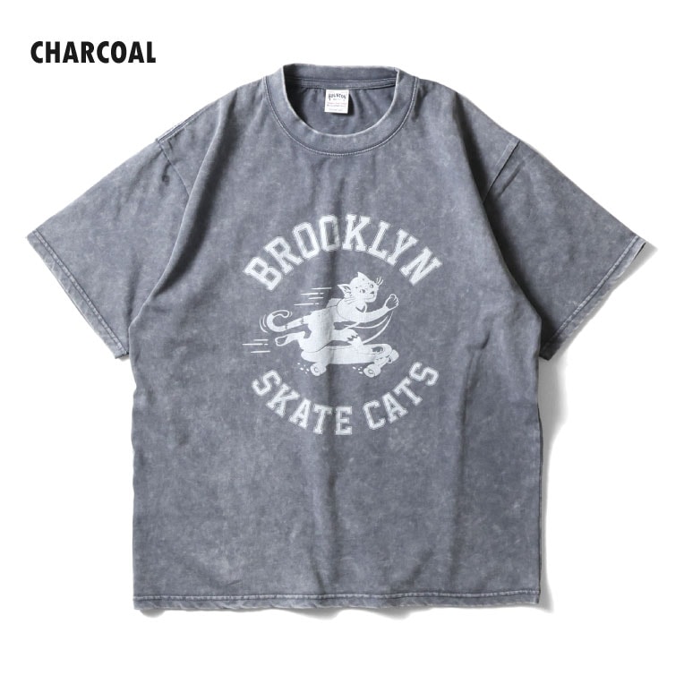 HOUSTON  / ヒューストン 22407 ACID WASH PRINT TEE(SKATE CATS) / アシッドウォッシュプリント半袖Tシャツ -全4色- 