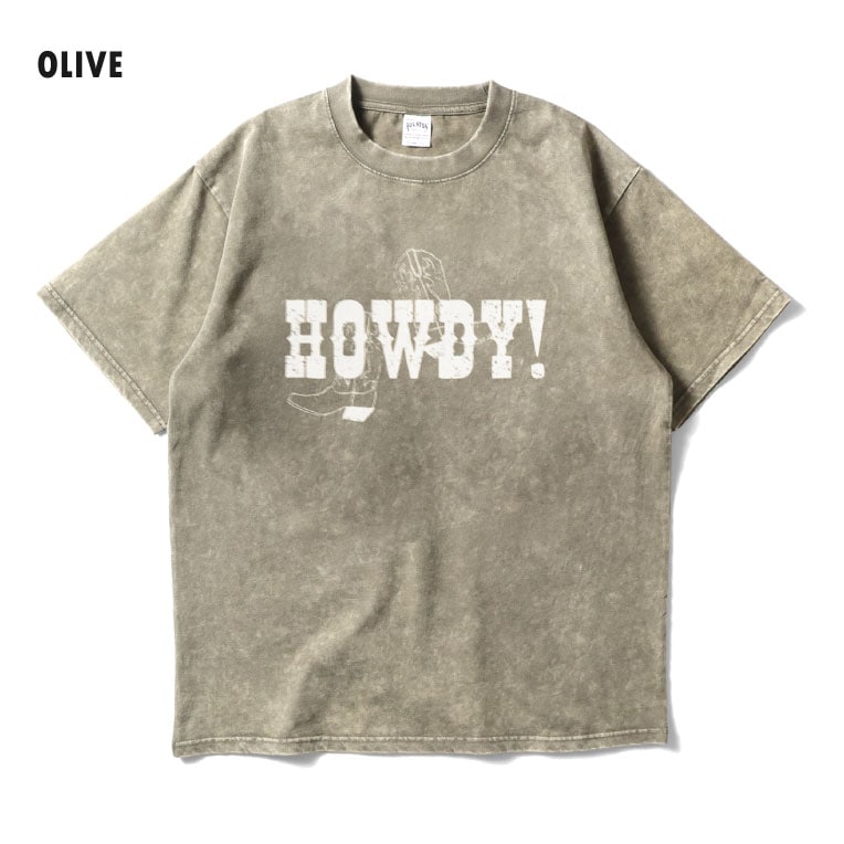 HOUSTON  / ヒューストン 22408 ACID WASH PRINT TEE(HOWDY) / アシッドウォッシュプリント半袖Tシャツ -全3色-