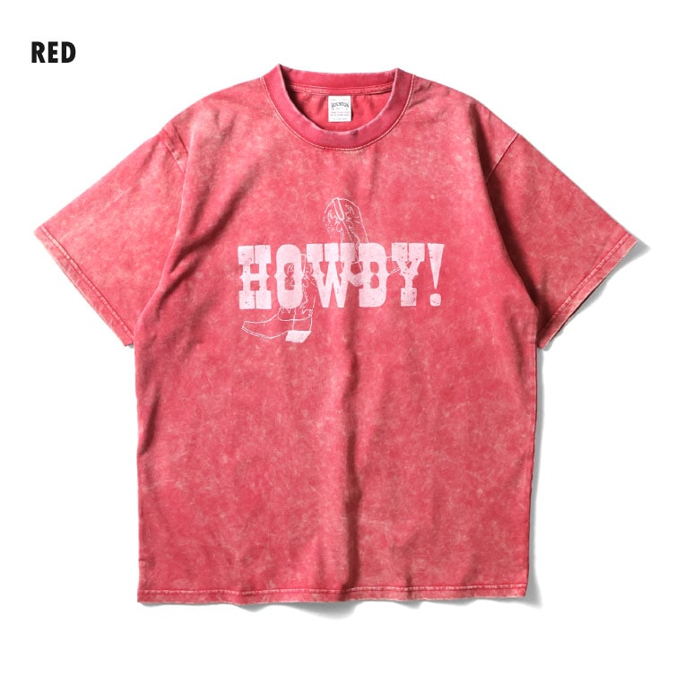 HOUSTON  / ヒューストン 22408 ACID WASH PRINT TEE(HOWDY) / アシッドウォッシュプリント半袖Tシャツ -全3色-