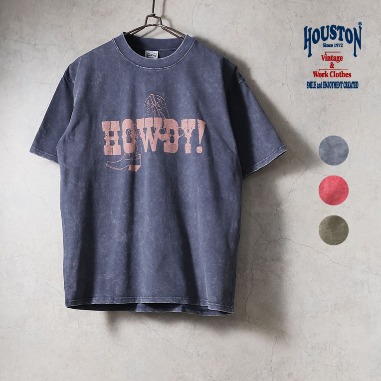 HOUSTON  / ヒューストン 22408 ACID WASH PRINT TEE(HOWDY) / アシッドウォッシュプリント半袖Tシャツ -全3色-