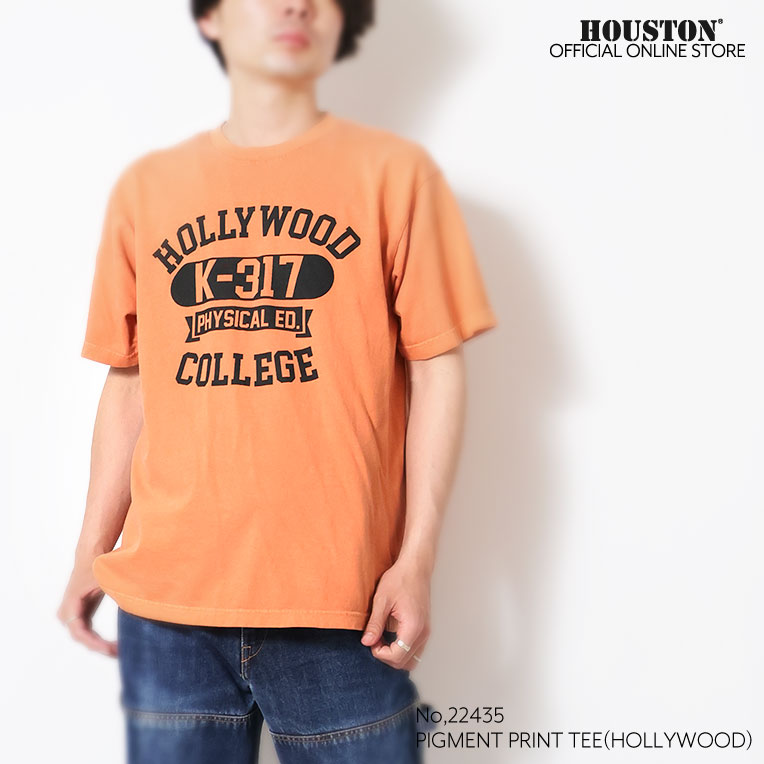 HOUSTON  / ヒューストン 22435 PIGMENT PRINT TEE(HOLLYWOOD) / ピグメントプリント半袖Tシャツ -全3色- 
