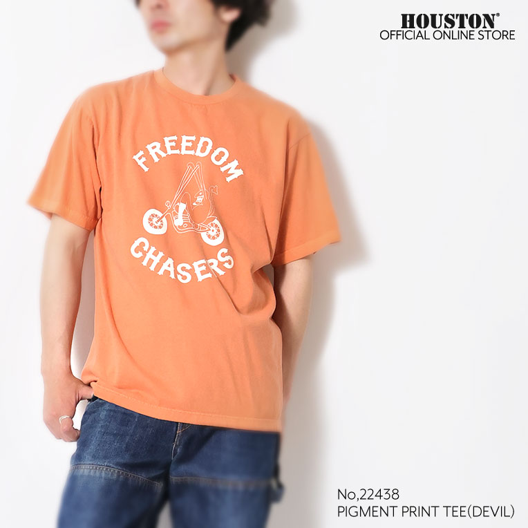 HOUSTON  / ヒューストン 22438 PIGMENT PRINT TEE(DEVIL) / ピグメントプリント半袖Tシャツ -全3色- 
