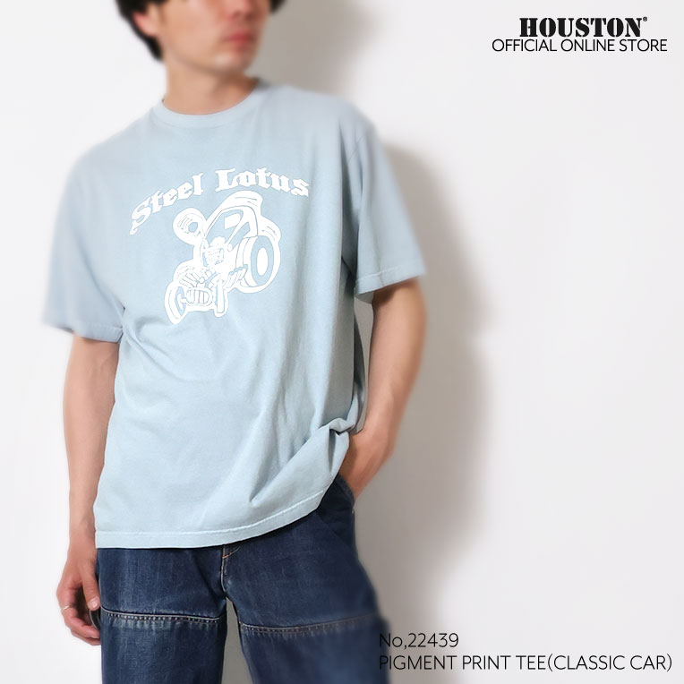 HOUSTON  / ヒューストン 22439 PIGMENT PRINT TEE(CLASSIC CAR) / ピグメントプリント半袖Tシャツ -全3色- 