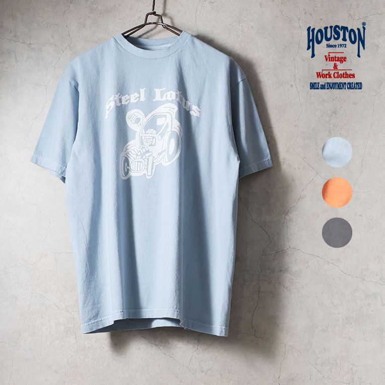 HOUSTON  / ヒューストン 22439 PIGMENT PRINT TEE(CLASSIC CAR) / ピグメントプリント半袖Tシャツ -全3色- 