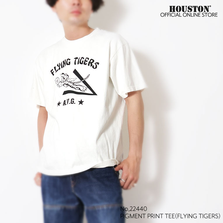 HOUSTON  / ヒューストン 22440 PIGMENT PRINT TEE(FLYING TIGERS) / ピグメントプリント半袖Tシャツ -全3色- 