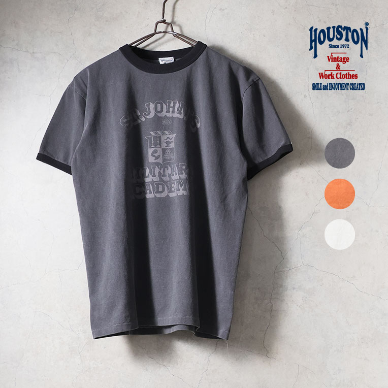 HOUSTON  / ヒューストン 22412 PIGMENT PRINT  RINGER TEE(MILITARY ACADEMY) / ピグメントプリントリンガー半袖Tシャツ -全3色- 