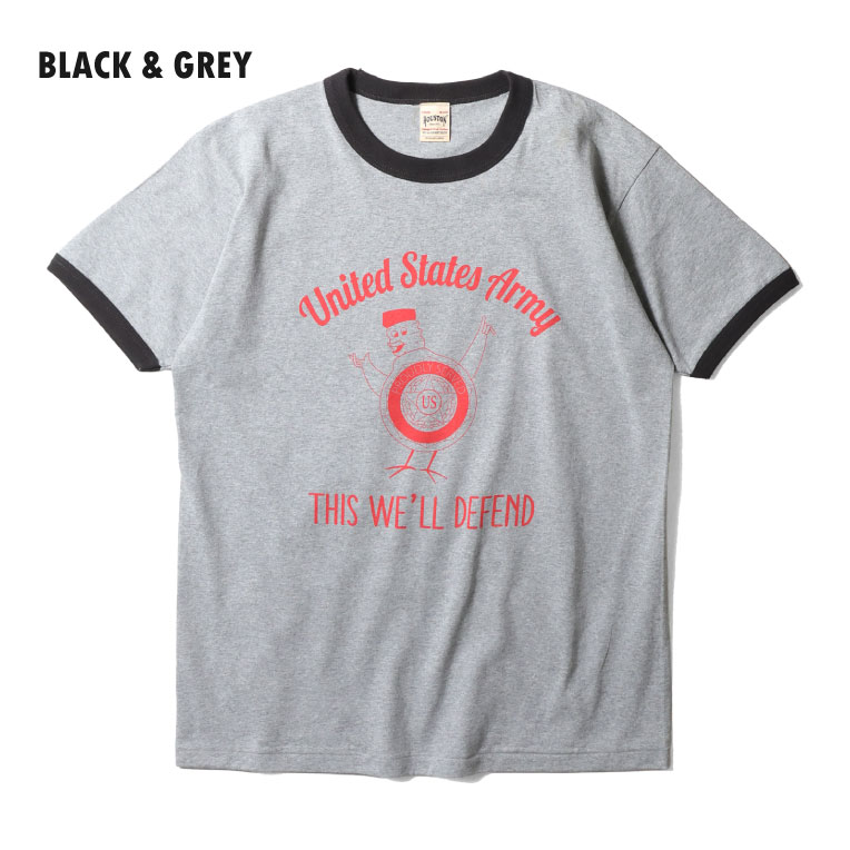 HOUSTON  / ヒューストン 22413 PRINT  RINGER TEE(U.S. ARMY) / プリントリンガー半袖Tシャツ -全3色-