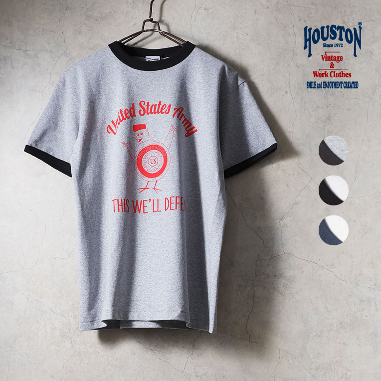 HOUSTON  / ヒューストン 22413 PRINT  RINGER TEE(U.S. ARMY) / プリントリンガー半袖Tシャツ -全3色-