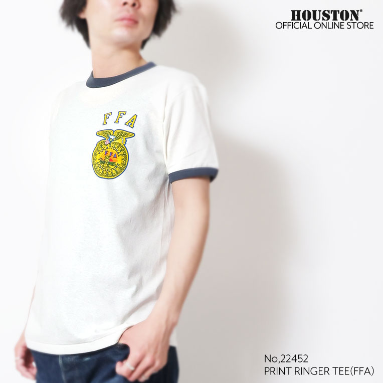 HOUSTON  / ヒューストン 22452 PRINT  RINGER TEE(FFA) / プリントリンガー半袖Tシャツ -全3色- 