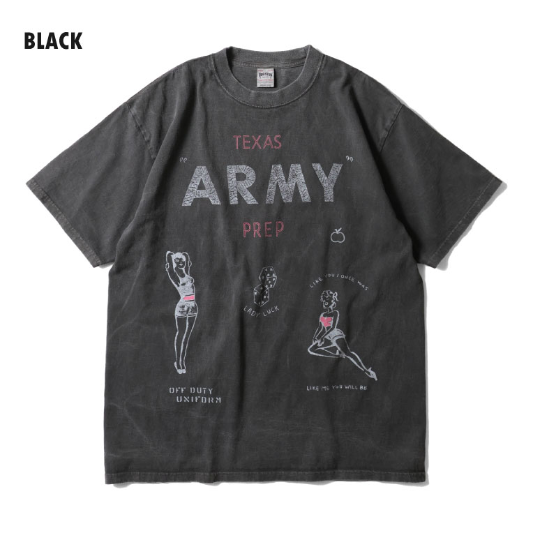 HOUSTON / ヒューストン 22423 PIGMENT PRINT TEE (ARMY) / ピグメントプリント半袖Tシャツ (アーミー) -全4色- 