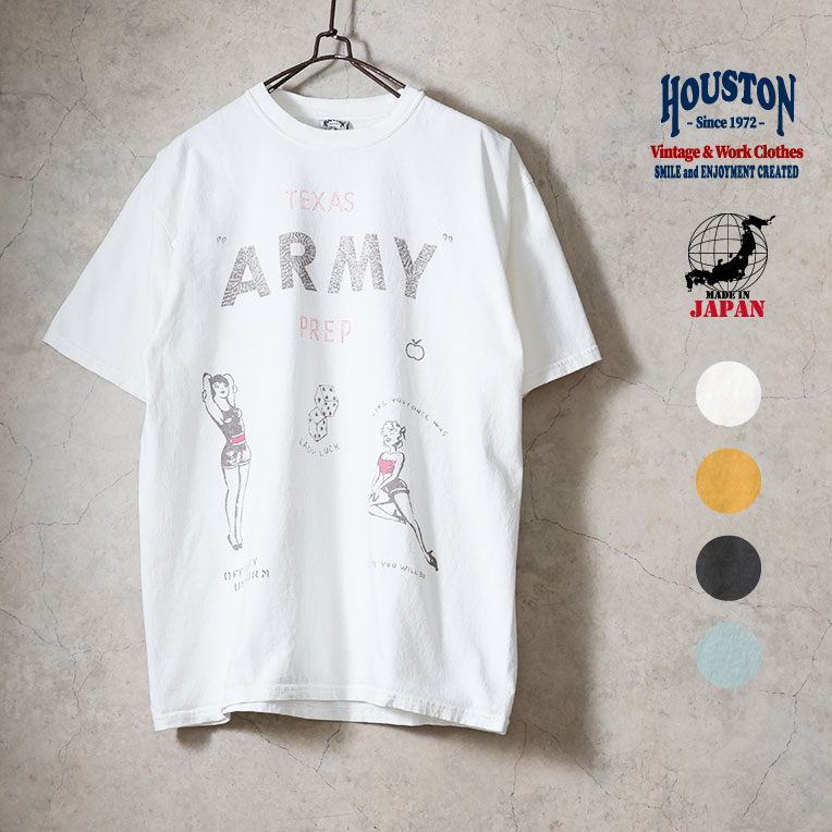 HOUSTON / ヒューストン 22423 PIGMENT PRINT TEE (ARMY) / ピグメントプリント半袖Tシャツ (アーミー) -全4色-