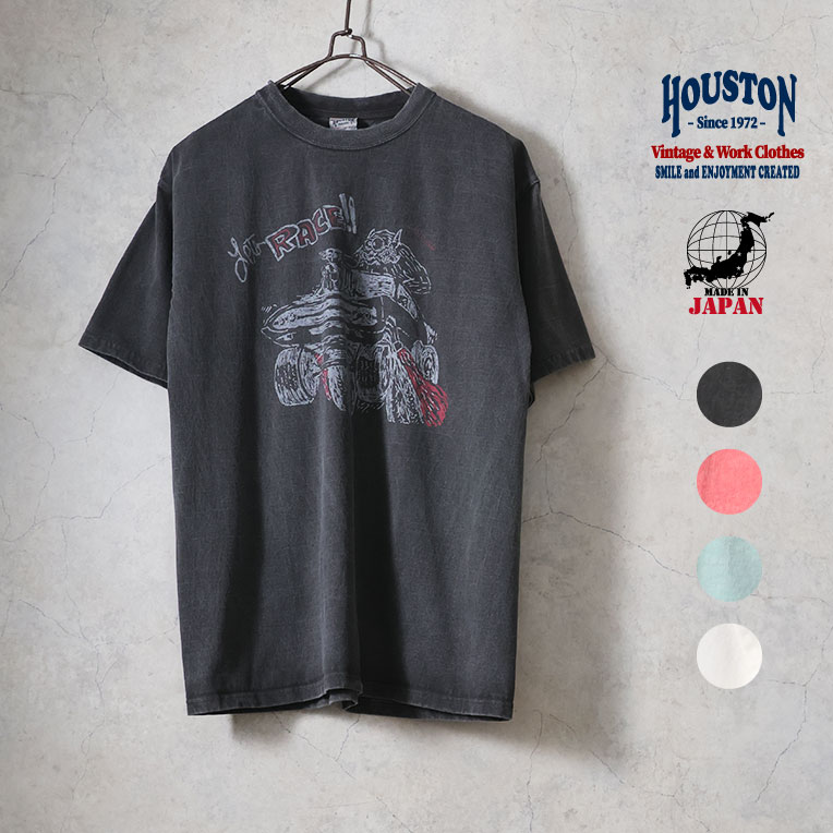 HOUSTON / ヒューストン 22426 PIGMENT PRINT TEE (RACE) / ピグメントプリント半袖Tシャツ (レース) -全4色-