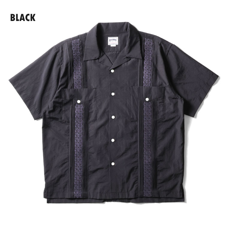 HOUSTON / ヒューストン 41306 EMB CUBA SHIRT(BOTANICAL) / 刺繍キューバシャツ -全3色- 