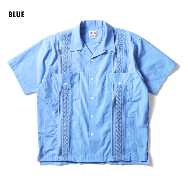 HOUSTON / ヒューストン 41306 EMB CUBA SHIRT(BOTANICAL) / 刺繍キューバシャツ -全3色- 