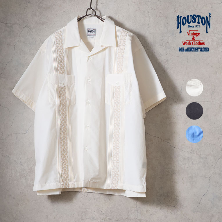HOUSTON / ヒューストン 41306 EMB CUBA SHIRT(BOTANICAL) / 刺繍キューバシャツ -全3色- 