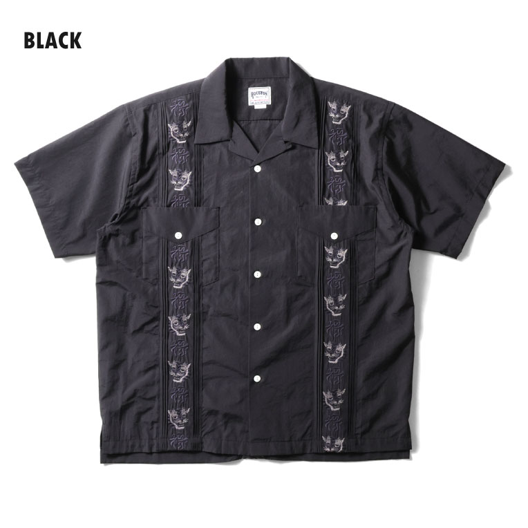HOUSTON / ヒューストン 41307 EMB CUBA SHIRT(虎福) / 刺繍キューバシャツ -全3色- 