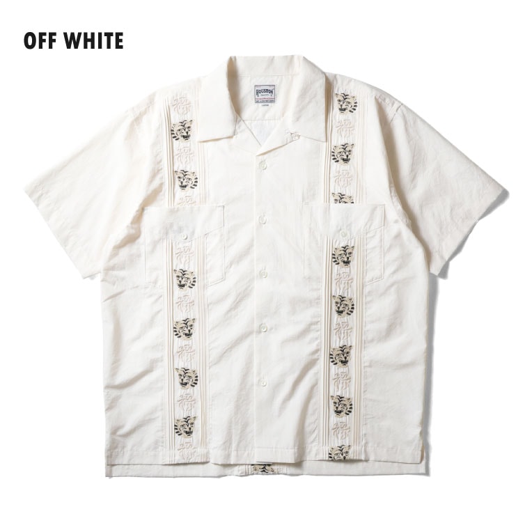 HOUSTON / ヒューストン 41307 EMB CUBA SHIRT(虎福) / 刺繍キューバシャツ -全3色- 