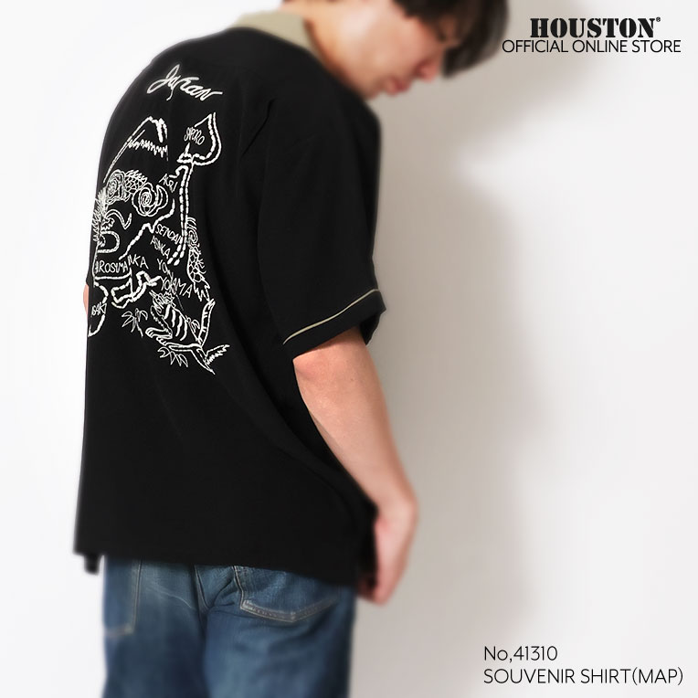 HOUSTON / ヒューストン 41310 SOUVENIR SHIRT(MAP) / スーベニアシャツ -全3色- 