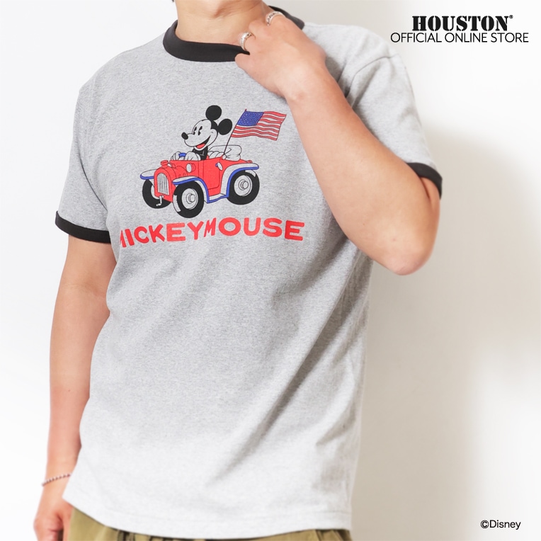 HOUSTON / ヒューストン 22429 【HOUSTON】 MICKEY MOUSE PT S/S RINGER TEE / ミッキーマウス プリント 半袖 リンガー Ｔシャツ  -全3色-