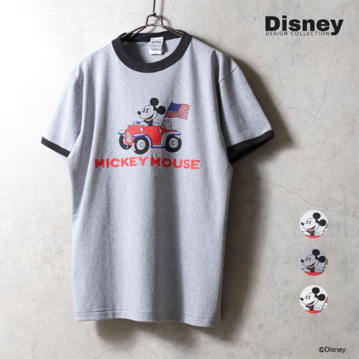 HOUSTON / ヒューストン 22429 【HOUSTON】 MICKEY MOUSE PT S/S RINGER TEE / ミッキーマウス プリント 半袖 リンガー Tシャツ -全3色-