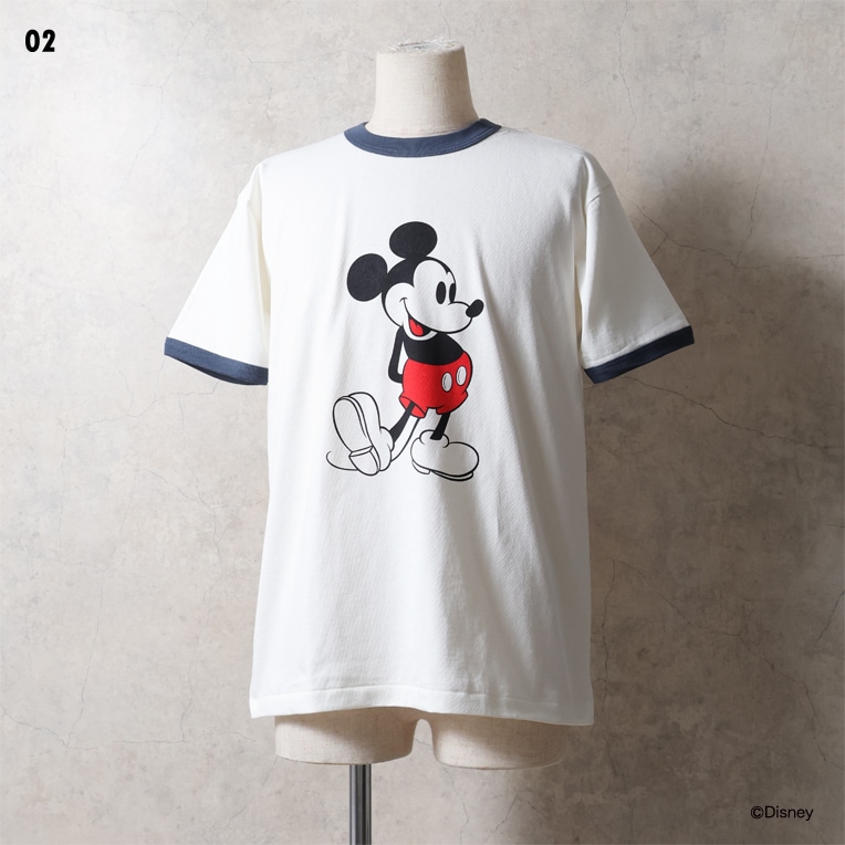 HOUSTON / ヒューストン 22430 【HOUSTON】 MICKEY MOUSE PT S/S RINGER TEE / ミッキーマウス プリント 半袖 リンガー Ｔシャツ  -全3色- 