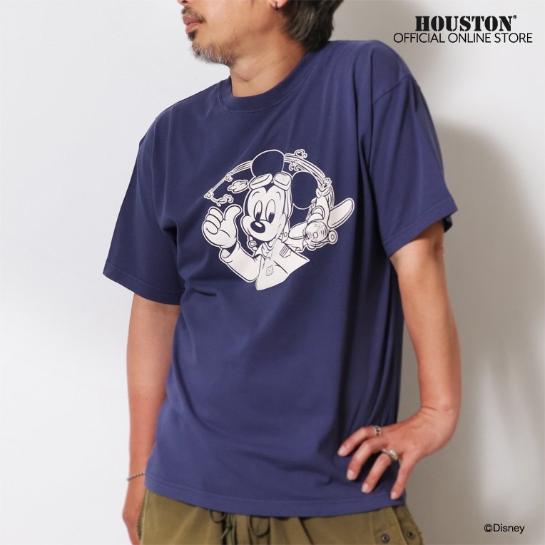 HOUSTON / ヒューストン 22433 【HOUSTON】 MICKEY MOUSE PIGMENT PT S/S TEE / ミッキーマウス ピグメントプリント 半袖 Ｔシャツ  -全3色- 