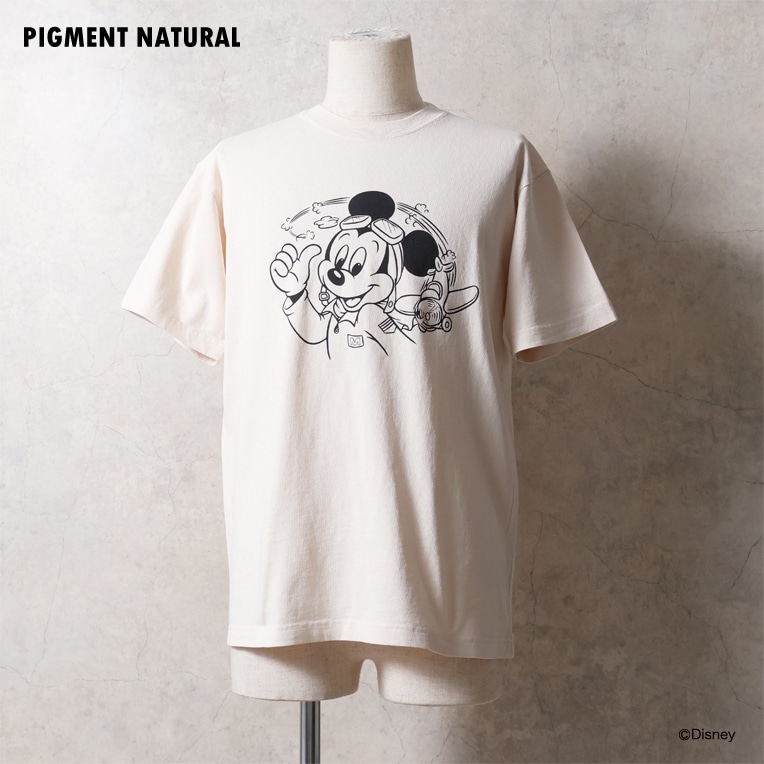 HOUSTON / ヒューストン 22433 【HOUSTON】 MICKEY MOUSE PIGMENT PT S/S TEE / ミッキーマウス ピグメントプリント 半袖 Ｔシャツ  -全3色- 
