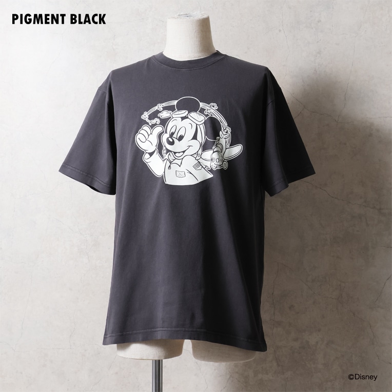 HOUSTON / ヒューストン 22433 【HOUSTON】 MICKEY MOUSE PIGMENT PT S/S TEE / ミッキーマウス ピグメントプリント 半袖 Ｔシャツ  -全3色- 
