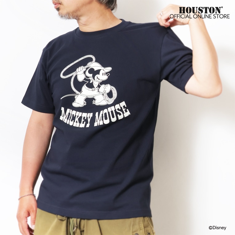 HOUSTON / ヒューストン 22431 【HOUSTON】 MICKEY MOUSE PT MAX WEIGHT S/S TEE / ミッキーマウス プリント マックスウェイト 半袖 Ｔシャツ  -全3色- 