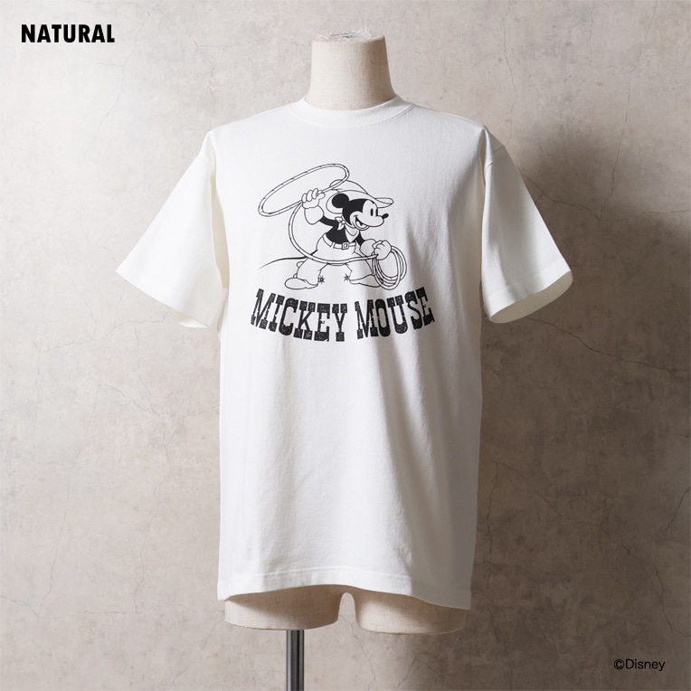 HOUSTON / ヒューストン 22431 【HOUSTON】 MICKEY MOUSE PT MAX WEIGHT S/S TEE / ミッキーマウス プリント マックスウェイト 半袖 Ｔシャツ  -全3色- 