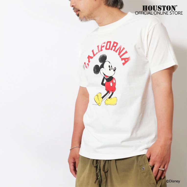 HOUSTON / ヒューストン 22432 【HOUSTON】 MICKEY MOUSE PT MAX WEIGHT S/S TEE / ミッキーマウス プリント マックスウェイト 半袖 Ｔシャツ  -全3色- 