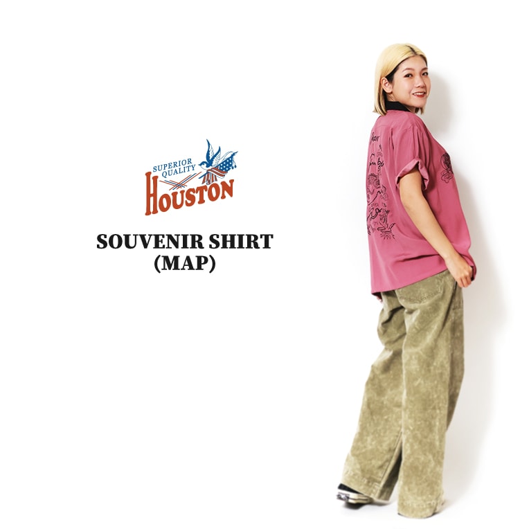 HOUSTON woman / ヒューストン ウーマン 4065W SOUVENIR SHIRT (MAP) / スーベニアシャツ -全2色- 