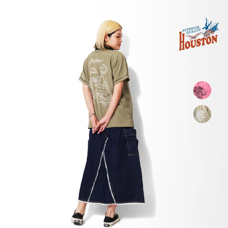 HOUSTON woman / ヒューストン ウーマン 4065W SOUVENIR SHIRT (MAP) / スーベニアシャツ -全2色-