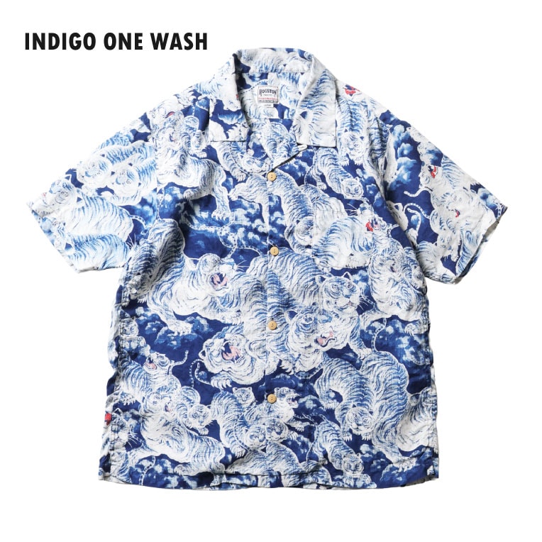 HOUSTON / ヒューストン 41356 SPECIAL DYED LINEN ALOHA SHIRT (百虎) / アロハシャツ -全2色- 