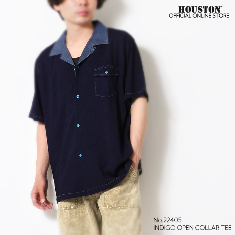 UNIVERD72 / ユニバード72 22405 INDIGO OPEN COLLAR TEE / インディゴオープンカラー半袖Tシャツ  -全3色- 