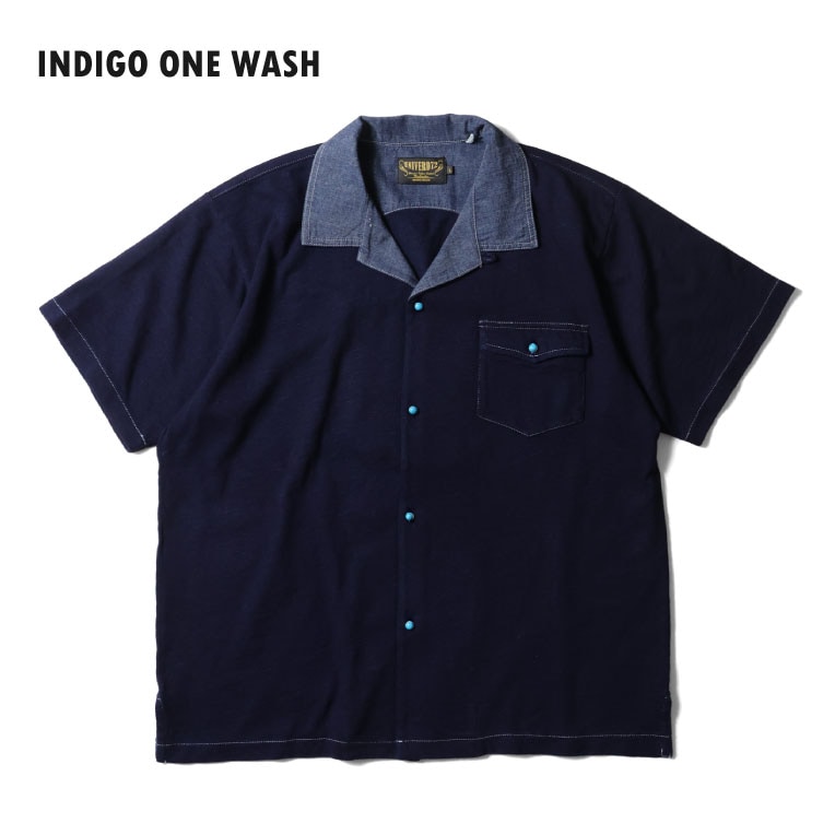 UNIVERD72 / ユニバード72 22405 INDIGO OPEN COLLAR TEE / インディゴオープンカラー半袖Tシャツ  -全3色- 