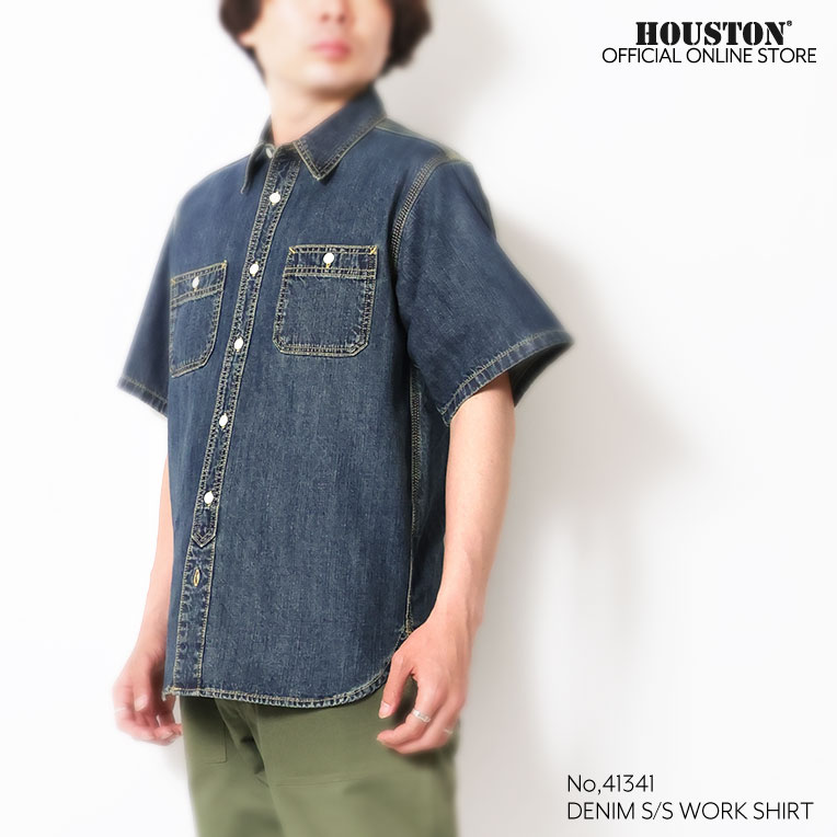 HOUSTON / ヒューストン 41341 U.S. COTTON DENIM S/S WORK SHIRT / デニムワークシャツ -全3色-