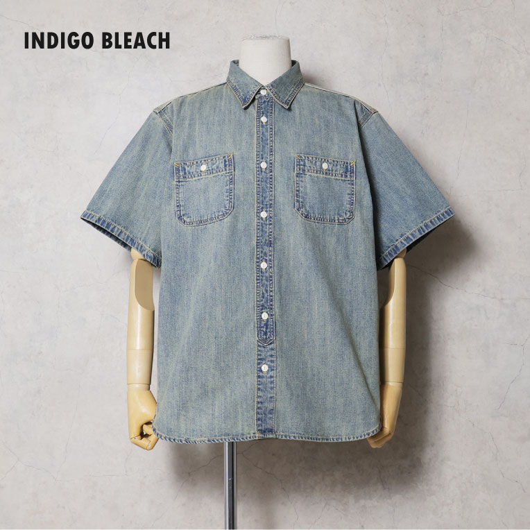 HOUSTON / ヒューストン 41341 U.S. COTTON DENIM S/S WORK SHIRT / デニムワークシャツ -全3色-