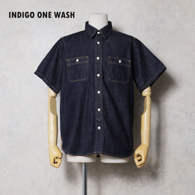 HOUSTON / ヒューストン 41341 U.S. COTTON DENIM S/S WORK SHIRT / デニムワークシャツ -全3色-