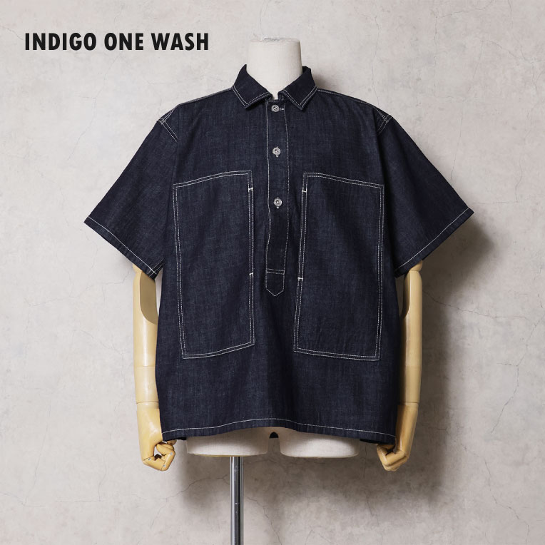 HOUSTON / ヒューストン 41343 U.S. COTTON DENIM S/S U.S. ARMY PULLOVER SHIRT / デニムプルオーバーシャツ -全3色- 