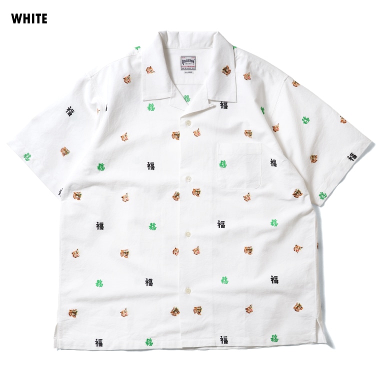 HOUSTON / ヒューストン 41344 OXFORD EMBROIDERY S/S SHIRT (VIETNAM) / オックスフォード刺?半袖シャツ (ベトナム) -全3色-