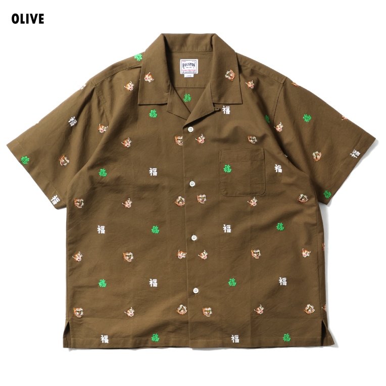 HOUSTON / ヒューストン 41344 OXFORD EMBROIDERY S/S SHIRT (VIETNAM) / オックスフォード刺?半袖シャツ (ベトナム) -全3色-
