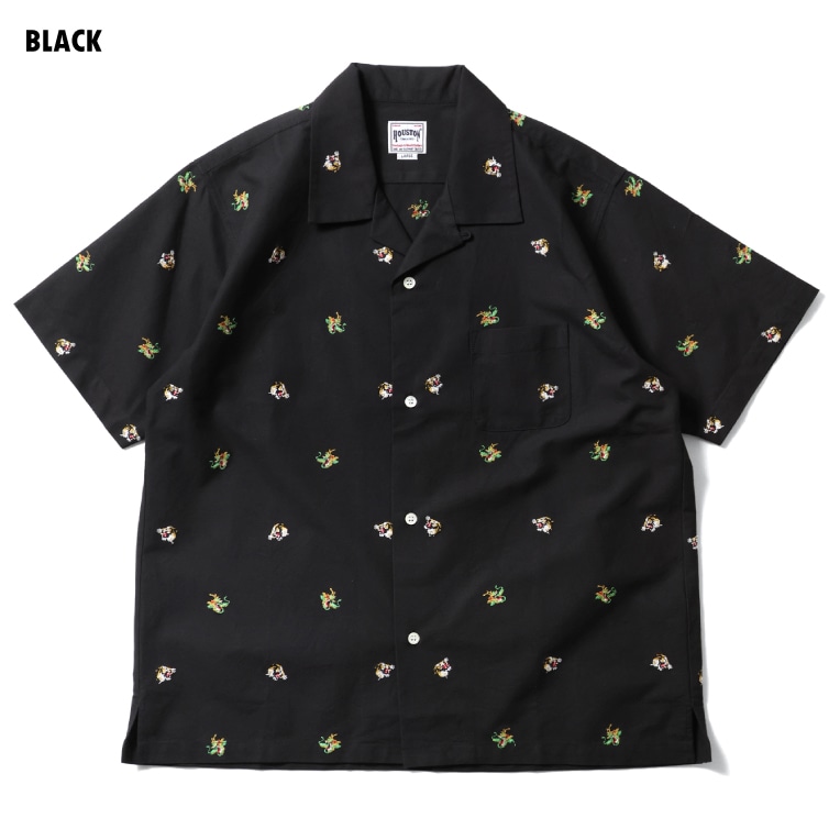 HOUSTON / ヒューストン 41346 OXFORD EMBROIDERY S/S SHIRT (龍虎) / オックスフォード刺?半袖シャツ (龍虎) -全3色-